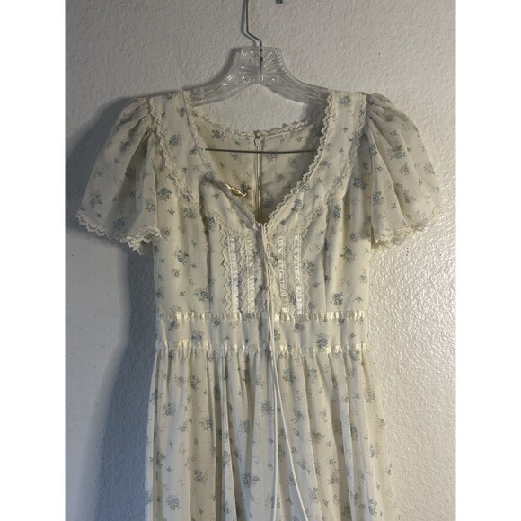 Vintage 70s Gunne Sax Cotton Cottagecore Maxi Floral Dress S Prairie Milkmaid - Picture 15 of 16